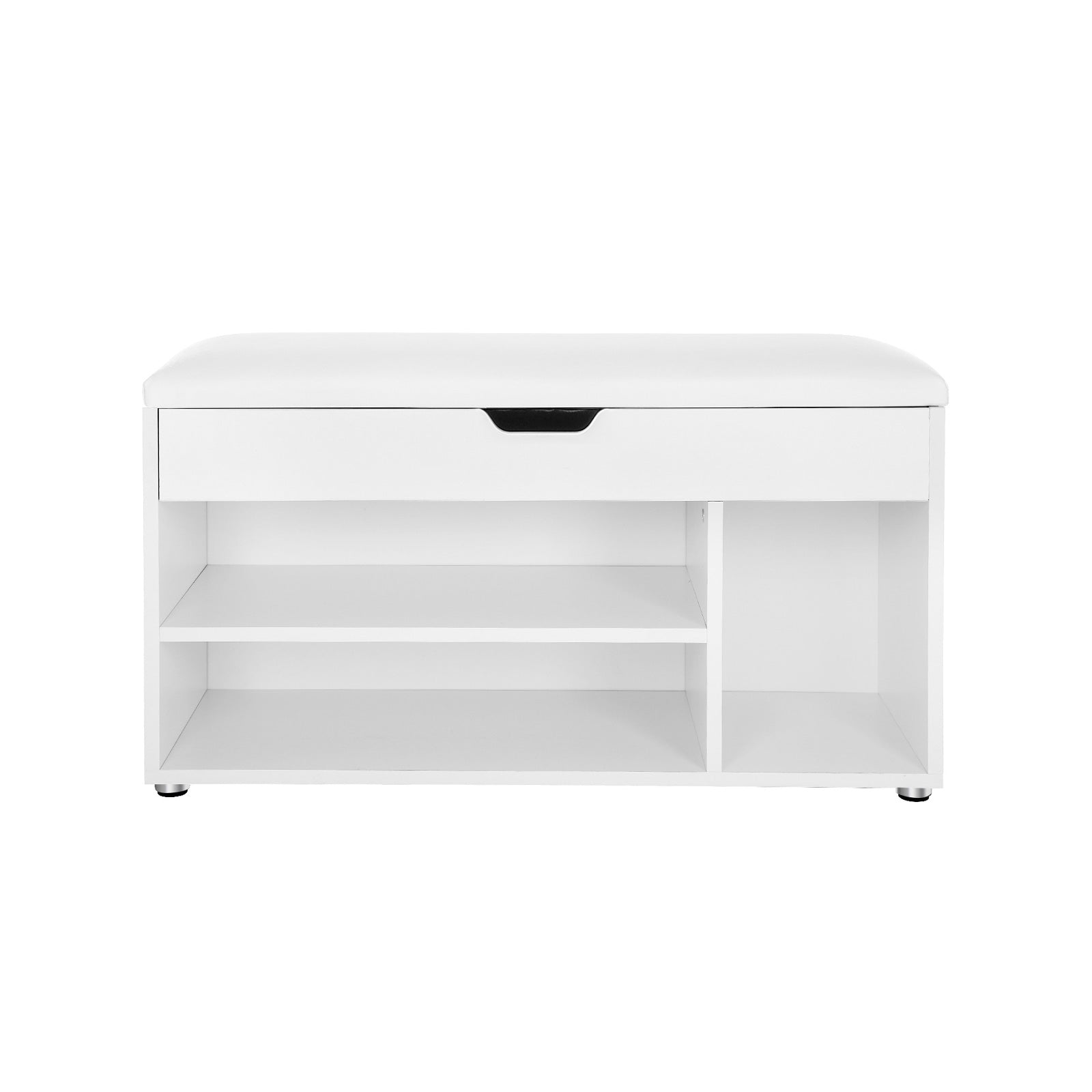 Shoe Bank - with seat cushions - 3 compartments - White
