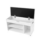 Shoe Bank - with seat cushions - 3 compartments - White