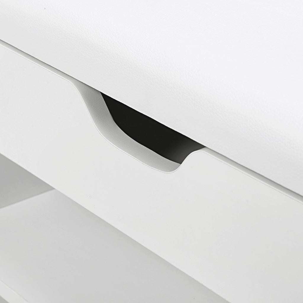 Shoe Bank - with seat cushions - 3 compartments - White