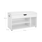 Shoe Bank - with seat cushions - 3 compartments - White