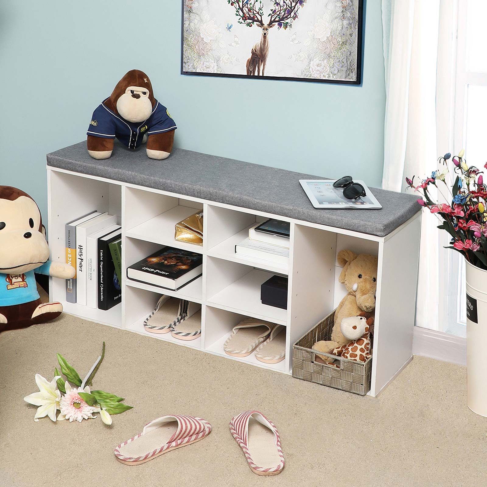Shoe bank - 10 compartments - sofa - white