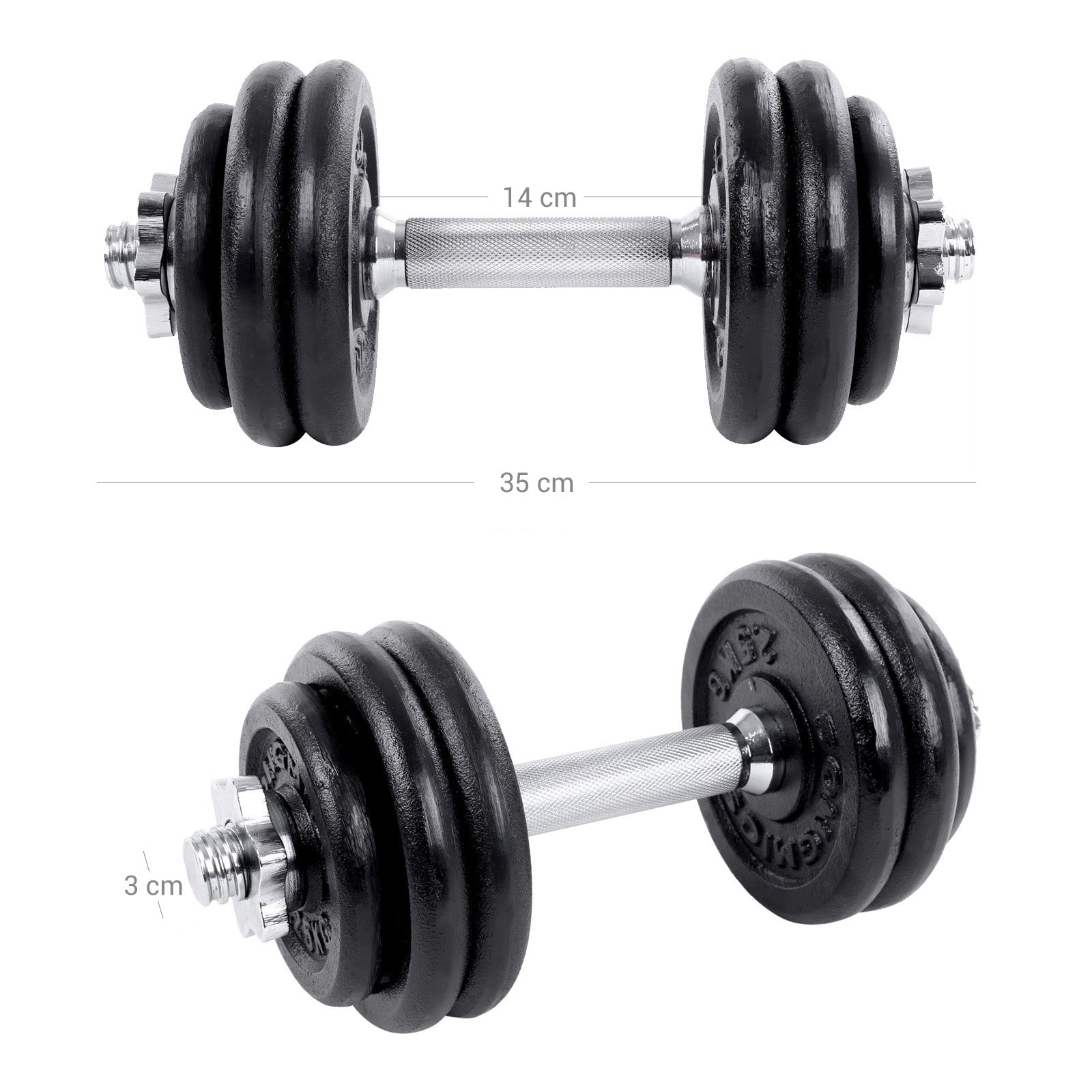 HALKERSET - Cast iron dumbbells - 30 kg - Halter set