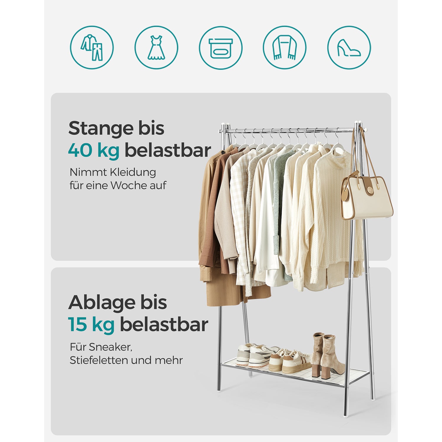Clothing rack - Steel - With Silver Plank