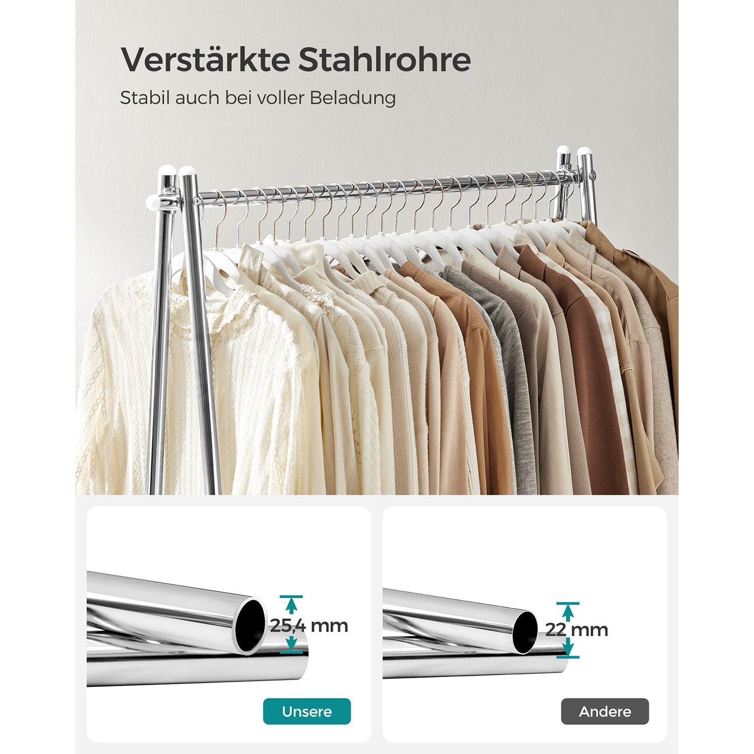 Clothing rack - Steel - With Silver Plank
