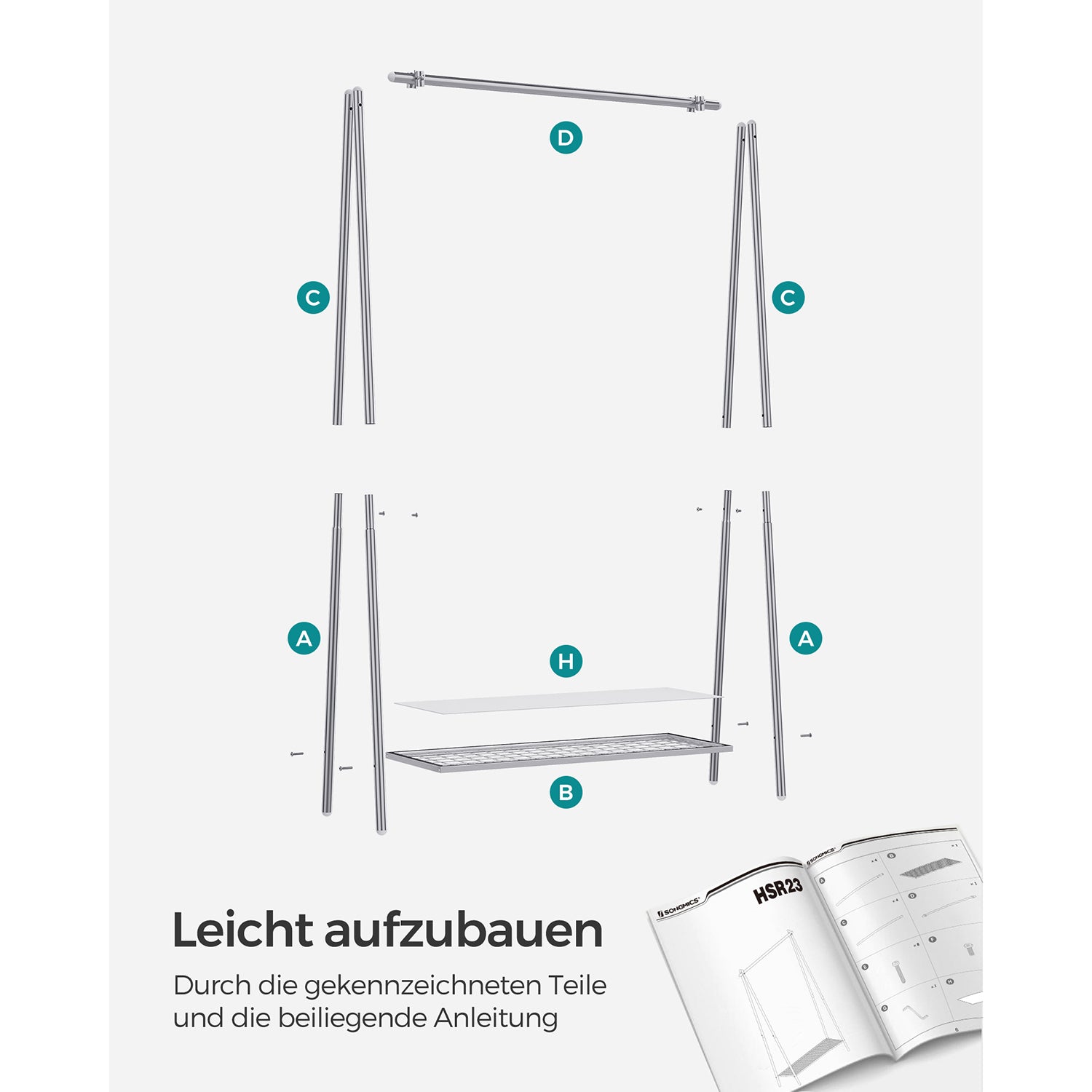 Clothing rack - Steel - With Silver Plank