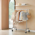 Clothing rack with wheels - extendable - up to 130 kg - sturdy model