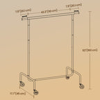 Clothing rack with wheels - extendable - up to 130 kg - sturdy model