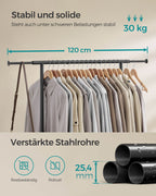Clothing rack on wheels with a load capacity of up to 45 kg, ink black