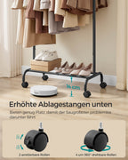 Clothing rack on wheels with a load capacity of up to 45 kg, ink black