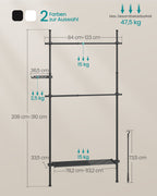 Clothing rack - from floor to ceiling - with matte black shelf