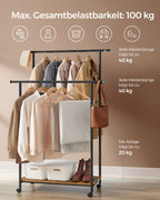 Clothing rack - On wheels - Vintage Brown & Ink -Zwart