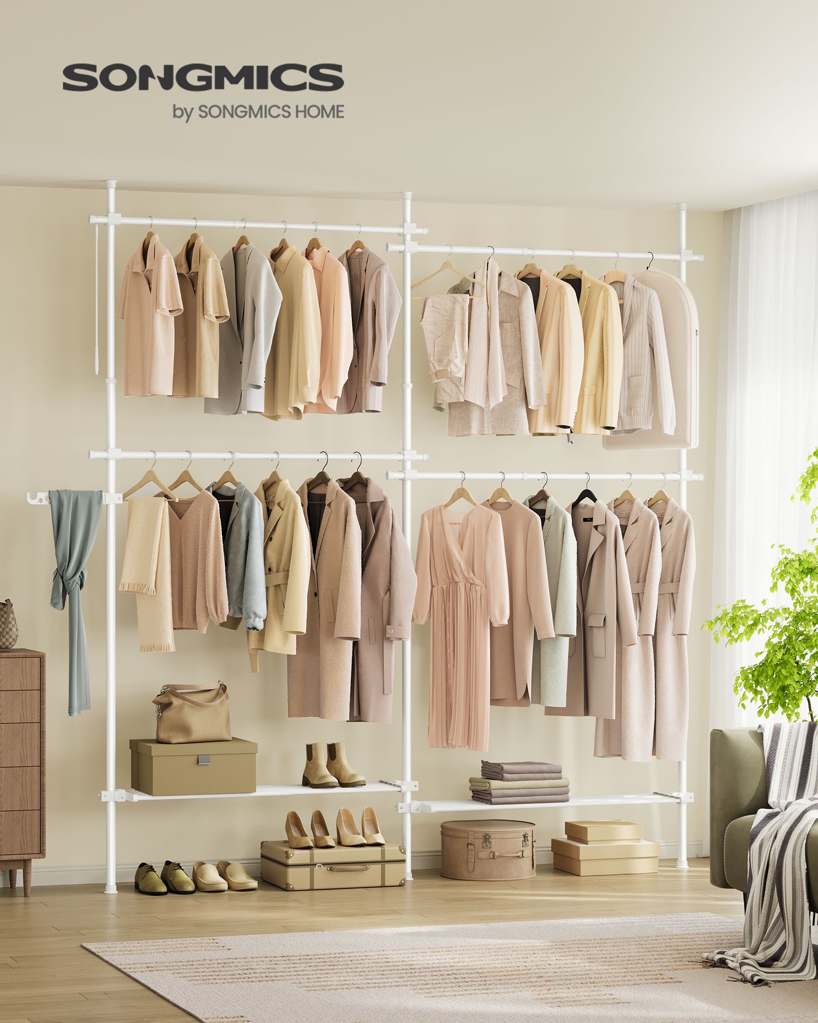 Clothing rack - 33.5 × (162–238) × (208–310) cm - Matt white