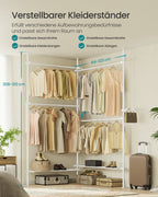 Clothing rack - 33.5 × (162–238) × (208–310) cm - Matt white