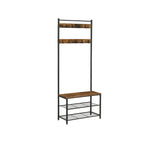 Coat rack - shoe rack with sofa - with 3 hooks - dark brown