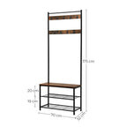 Coat rack - shoe rack with sofa - with 3 hooks - dark brown