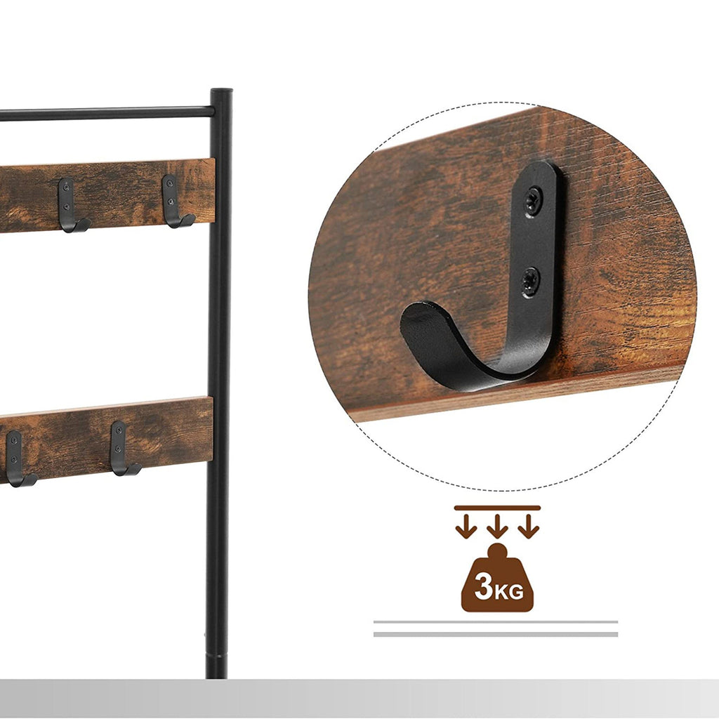 Coat rack - shoe rack with sofa - with 3 hooks - dark brown