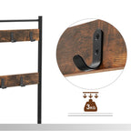 Coat rack - shoe rack with sofa - with 3 hooks - dark brown