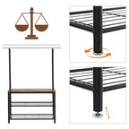 Coat rack - shoe rack with sofa - with 3 hooks - dark brown