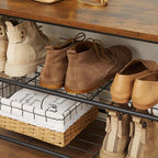 Coat rack - shoe rack with sofa - with 3 hooks - dark brown