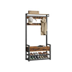 Coat rack - wardrobe - with shoe bench and seat - Metal frame - Brown