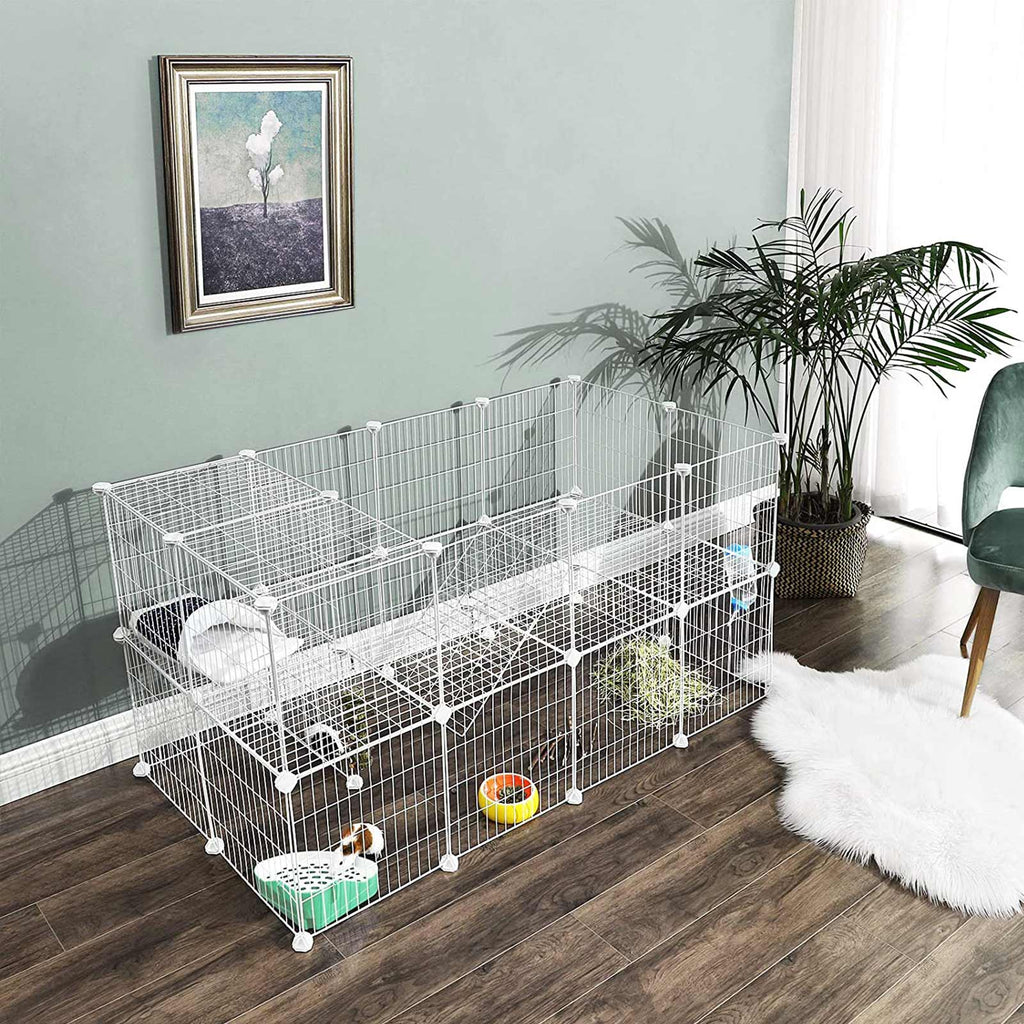 Animal cage - Fence for rabbit/hamster/guinea pig - silver