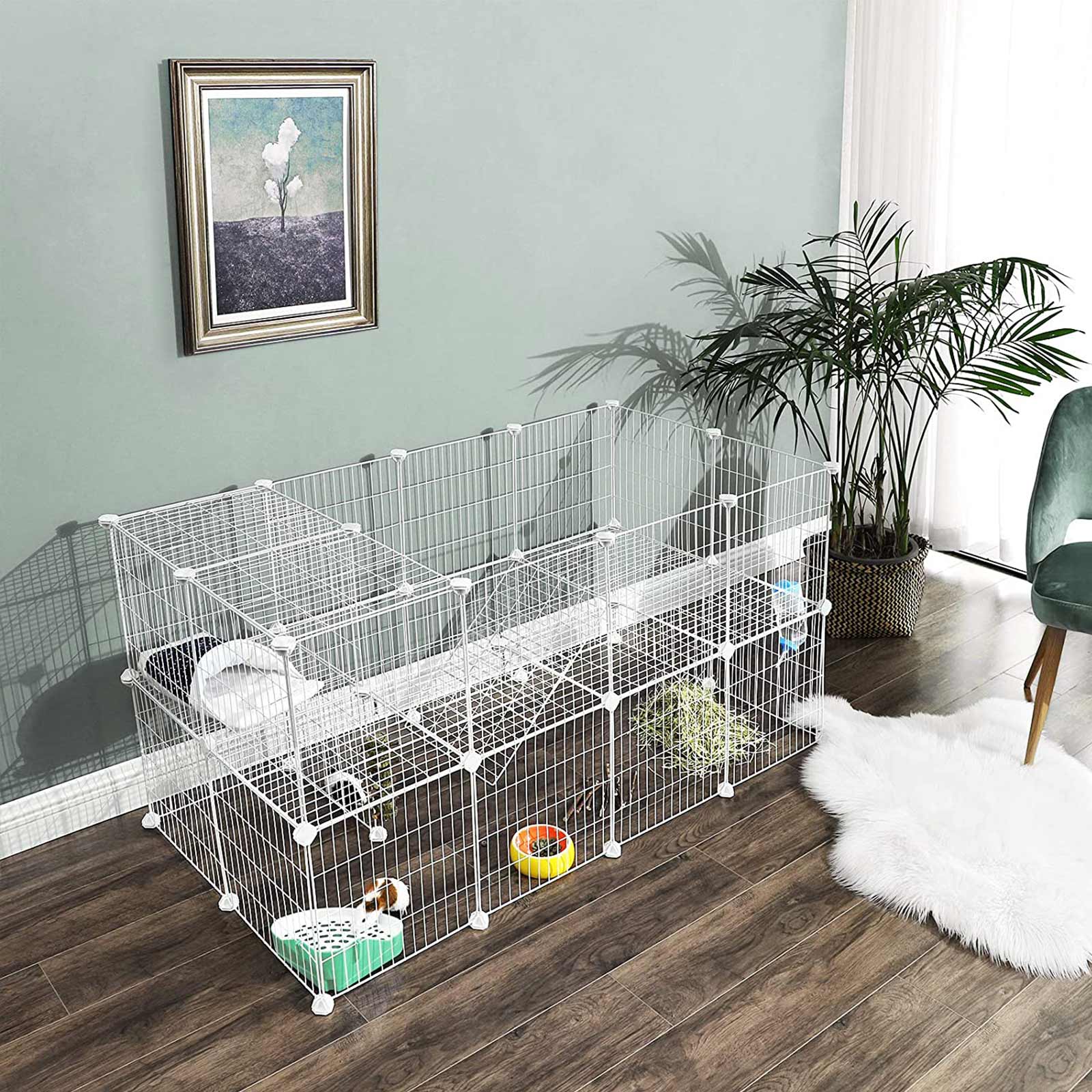 Animal cage - Fence for rabbit/hamster/guinea pig - silver