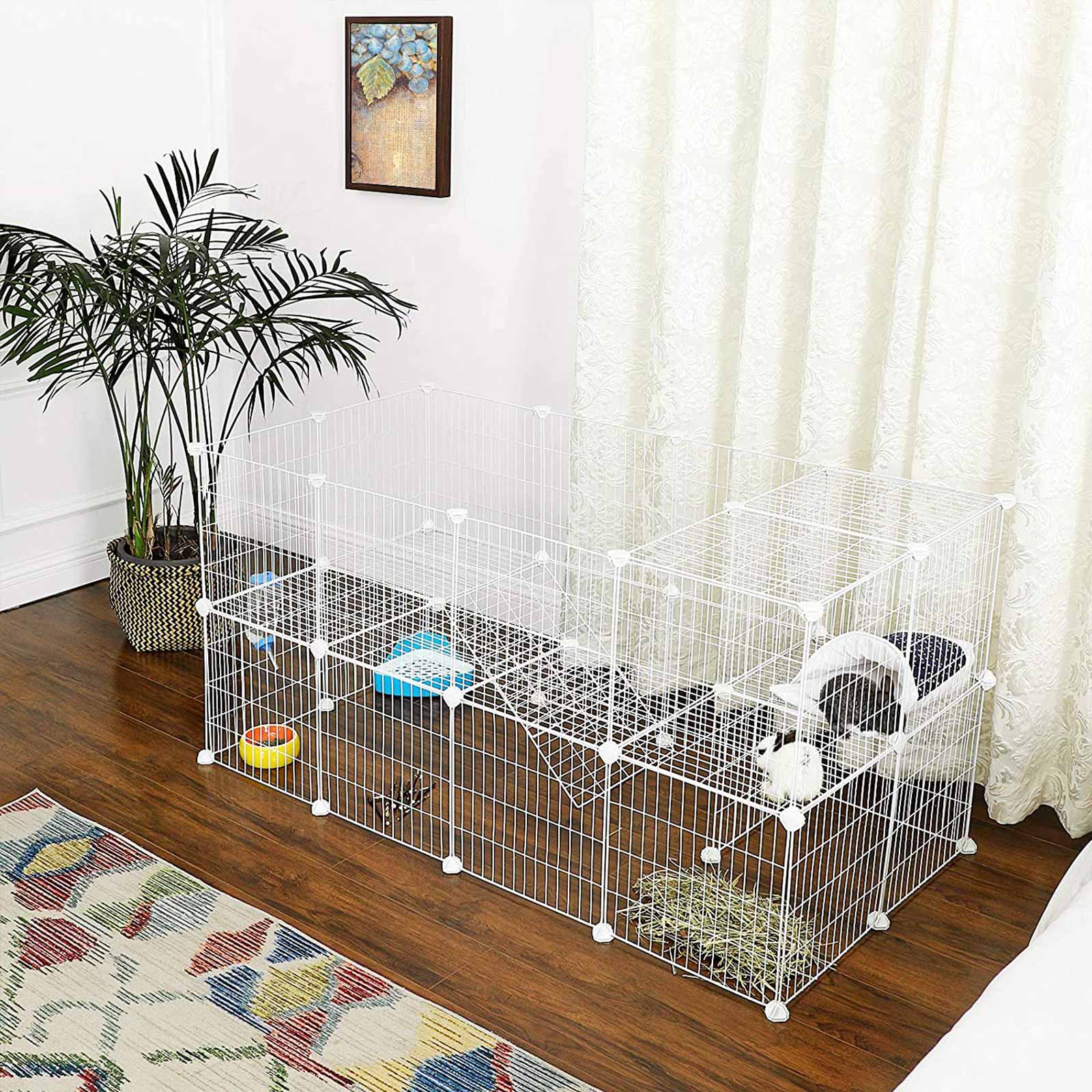 Animal cage - Fence for rabbit/hamster/guinea pig - silver