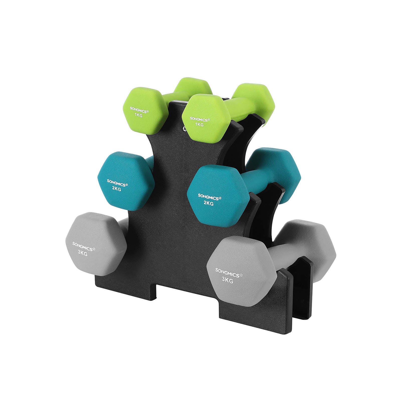Halter set - 6 dumbbells with standard - 2 x 1 kg, 2 x 2 kg, 2 x 3 kg