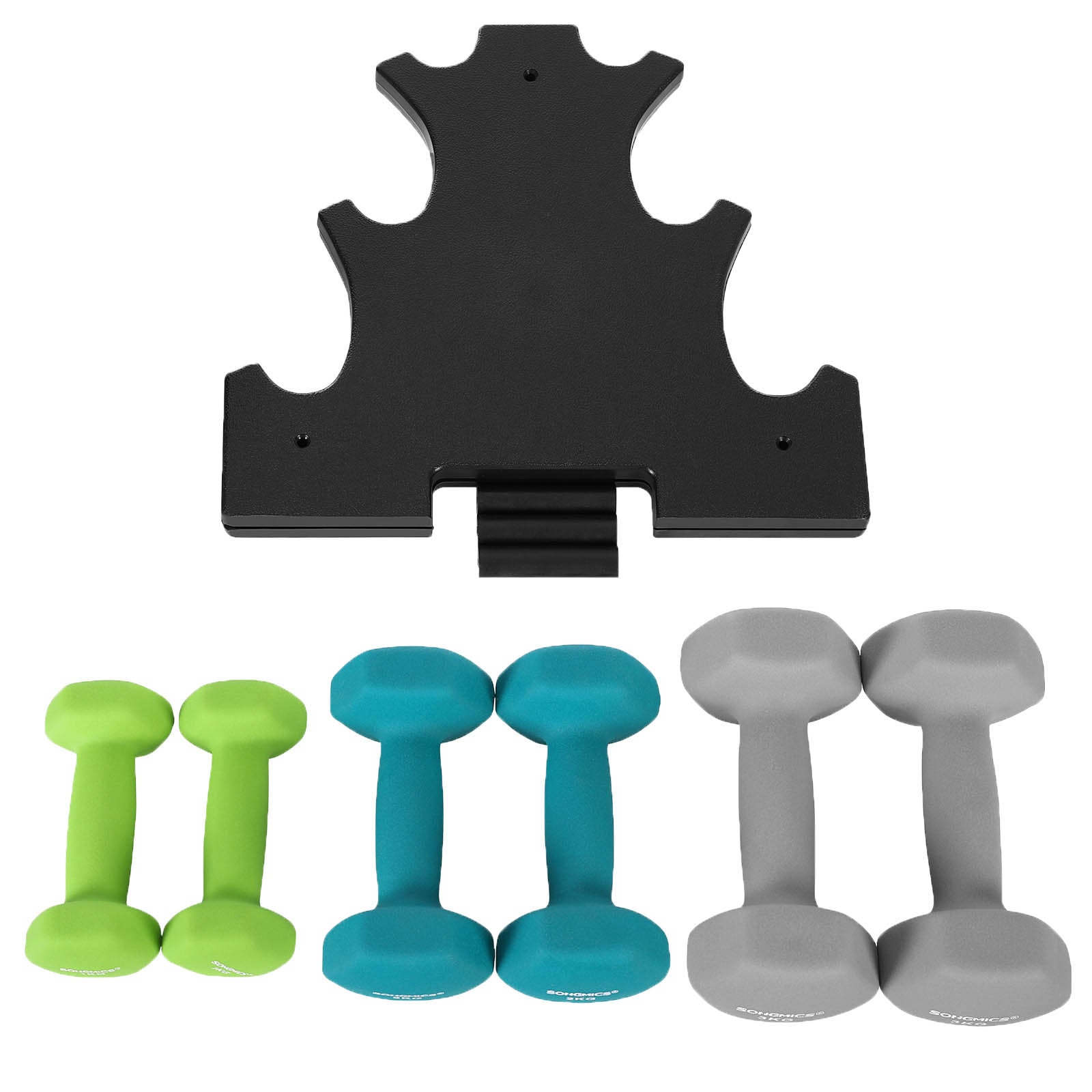 Halter set - 6 dumbbells with standard - 2 x 1 kg, 2 x 2 kg, 2 x 3 kg