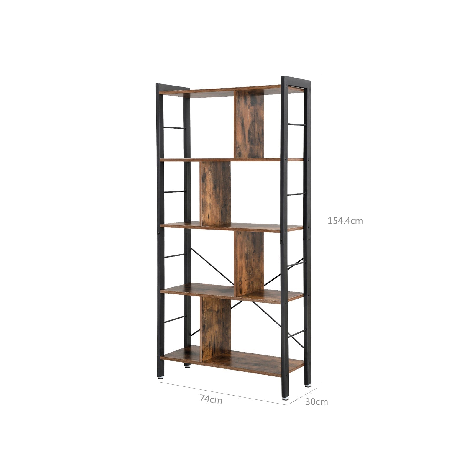 Bookcase - 4 levels - Large metal frame - Bookshelf - Industrial Design