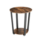 Side table - Round sofa table - bedside table - Living room table - Vintage Brown/Black
