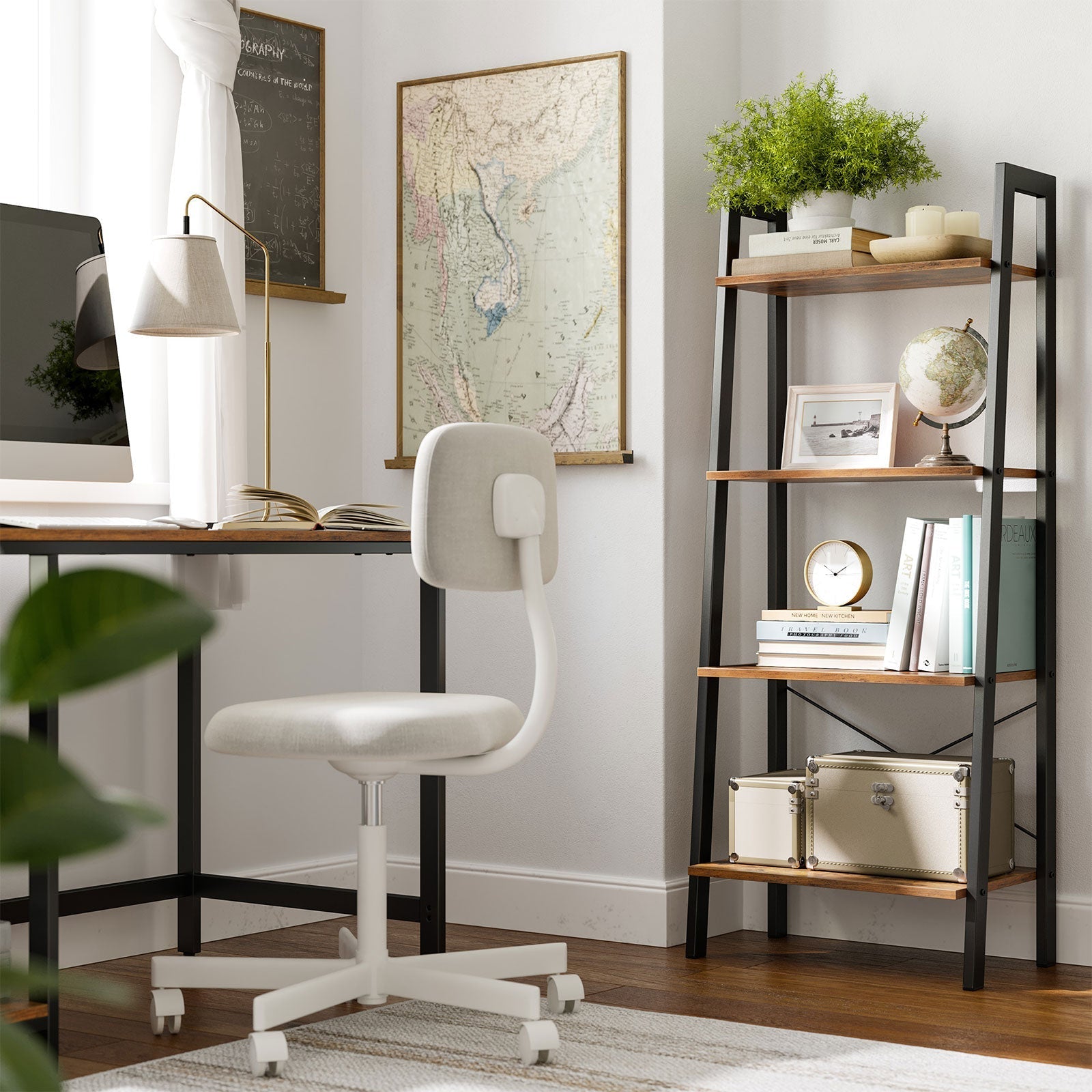 Bookcase - 4 levels - Ladder rack - Industrial
