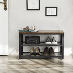 Shoe bench - 2 shelves - 73 x 30 x 45 cm - Brown/Black