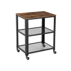 Side table - Trolley - 3 shelves - On wheels - Industrial - Brown