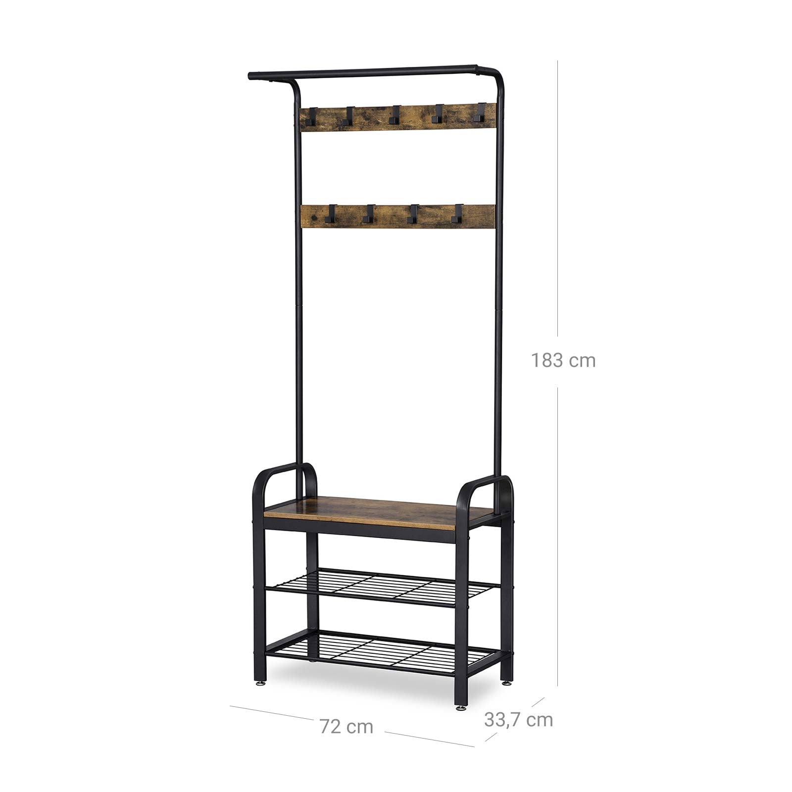 Coat rack - shoe rack - with 9 hooks - industrial design