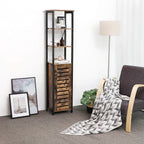 Kitchen cupboard - Narrow storage cupboard with 3 racks - Industrial design - Brown