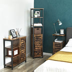 Kitchen cupboard - Narrow storage cupboard with 3 racks - Industrial design - Brown