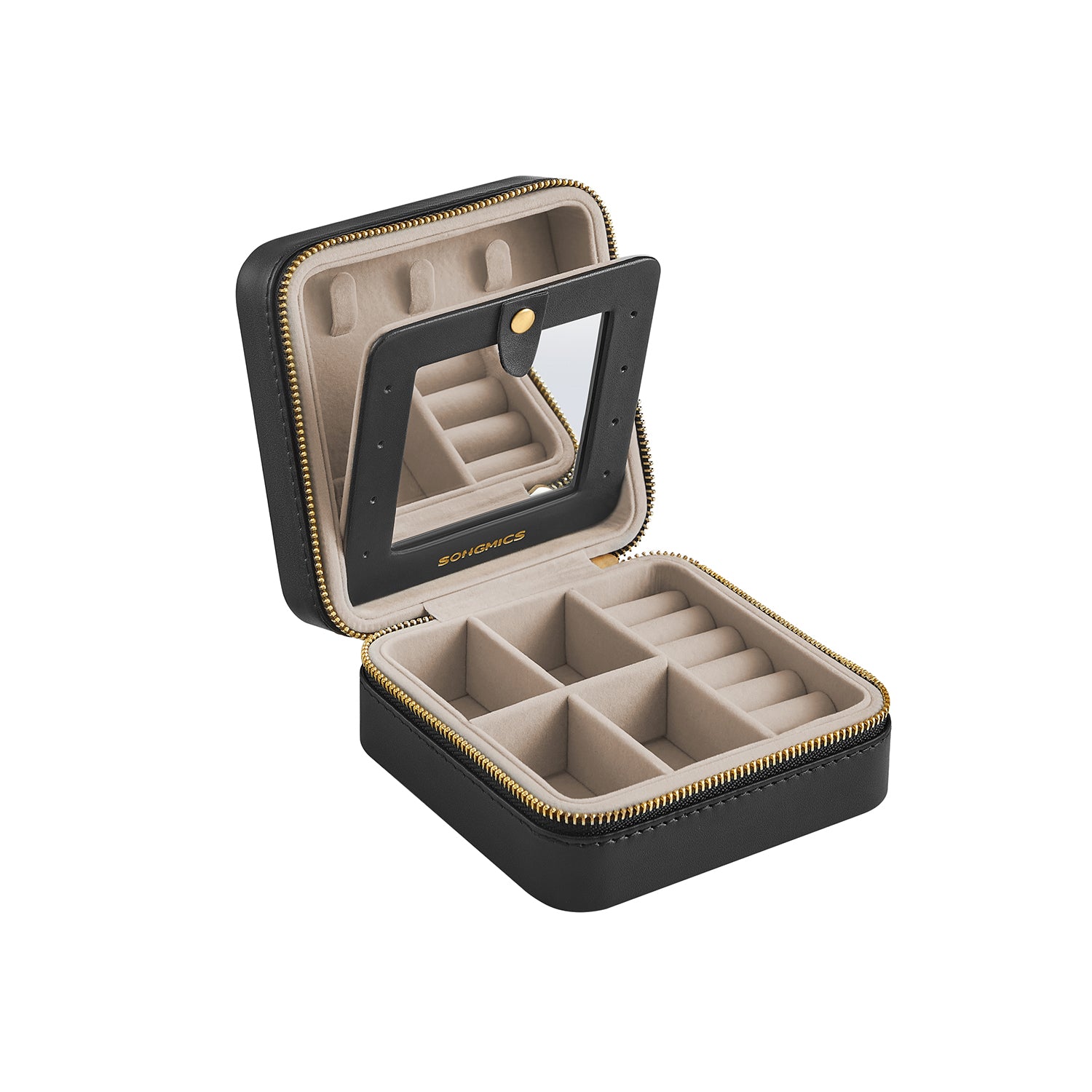 Jewelry box-with mirror-PU cover-gift idea-ink-black