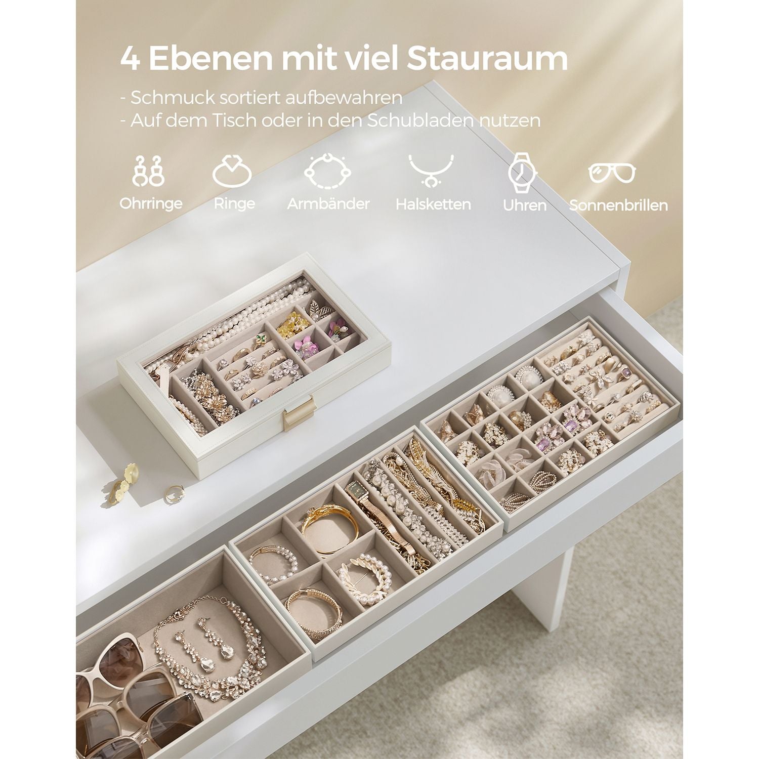Stackable jewelry box - 4 levels