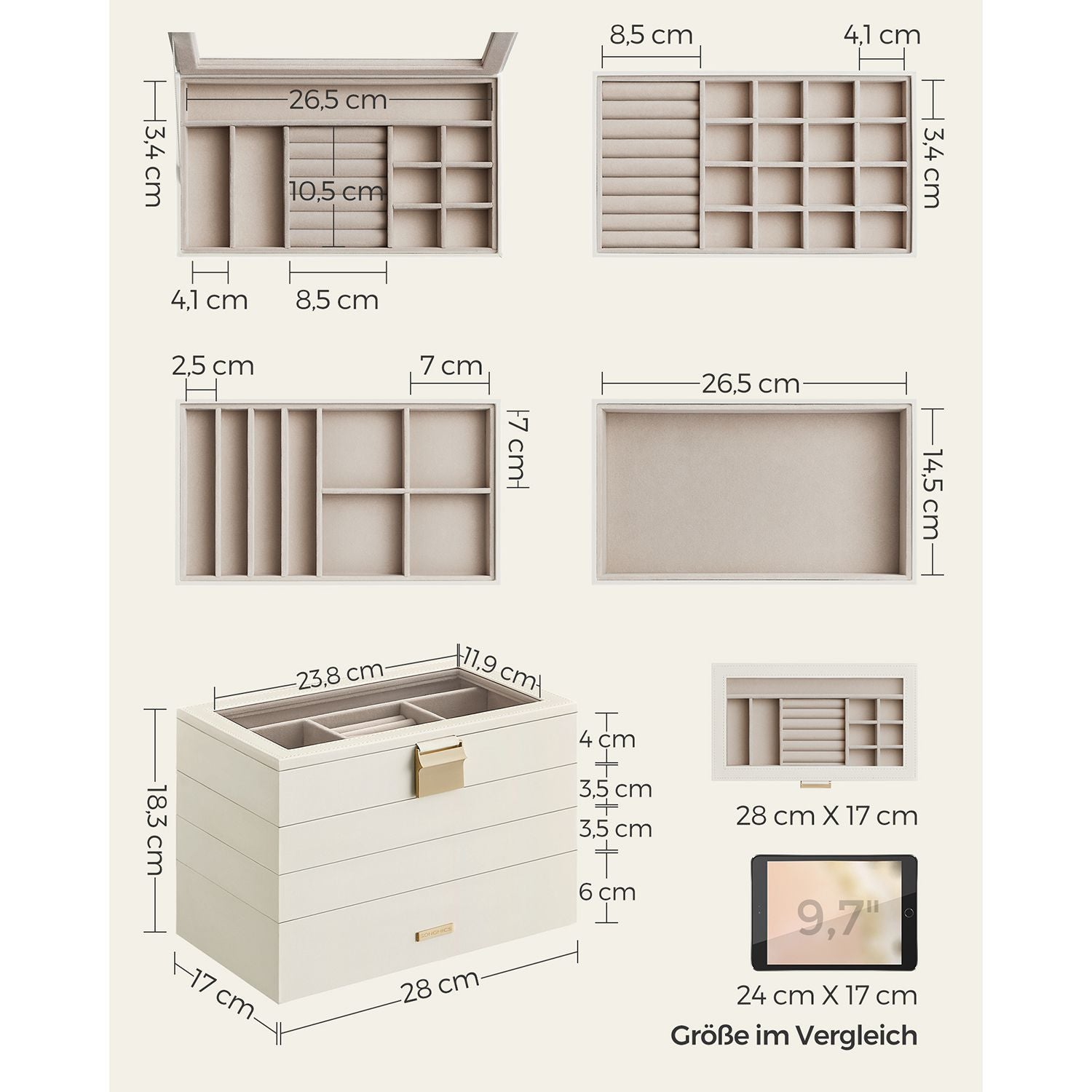 Stackable jewelry box - 4 levels