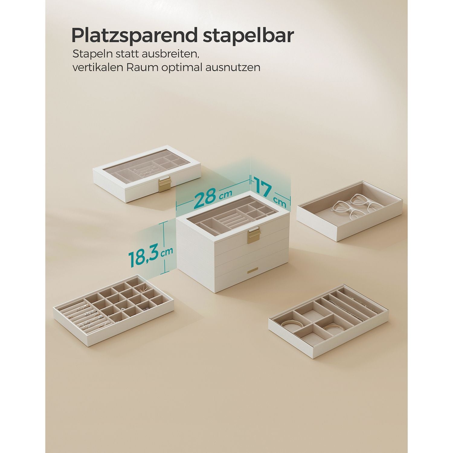 Stackable jewelry box - 4 levels