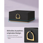 Jewelry box - 2 levels - with handle - flexible jewelry tray - black