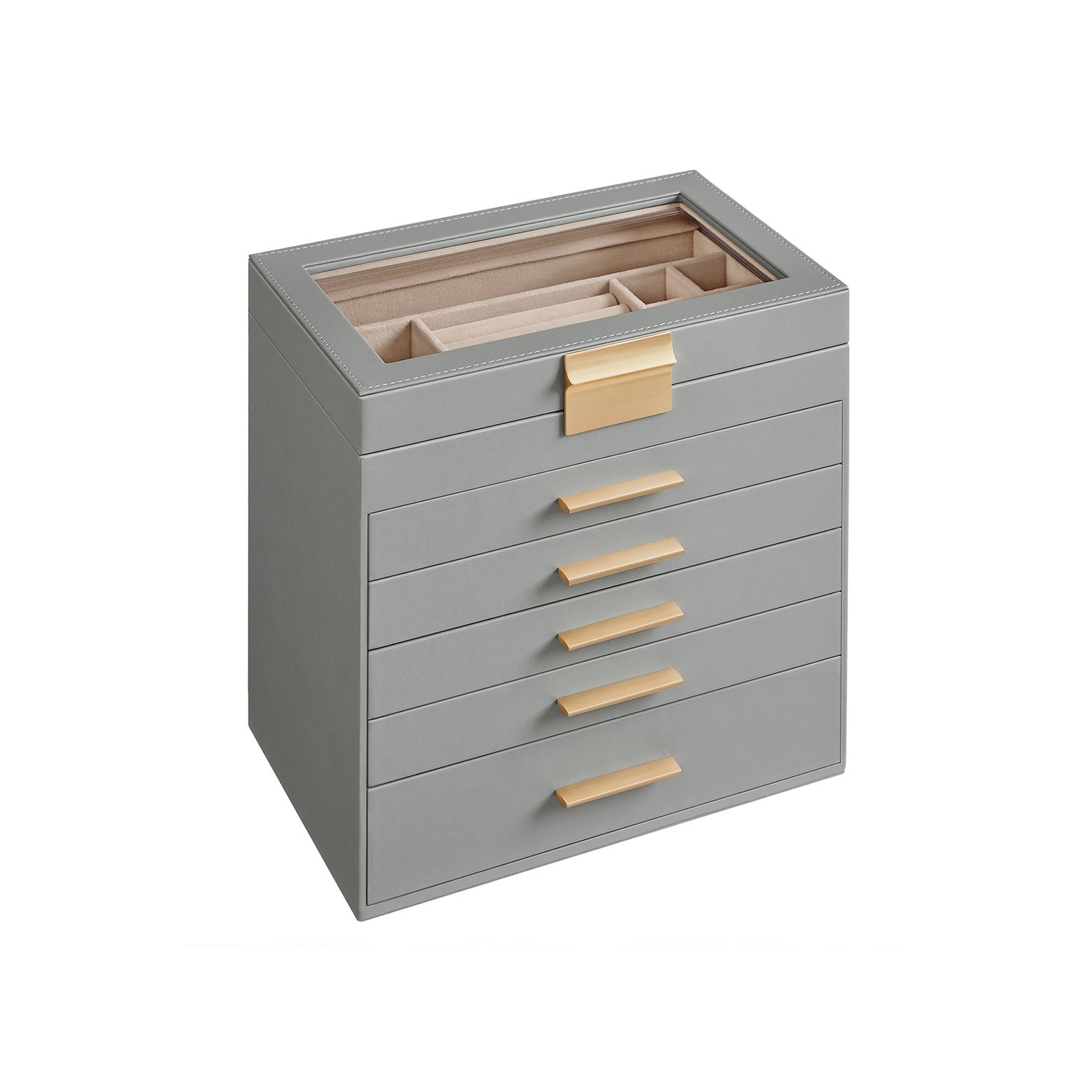 Jewelry box-5 drawers-Modern-Bosgroen-Goud
