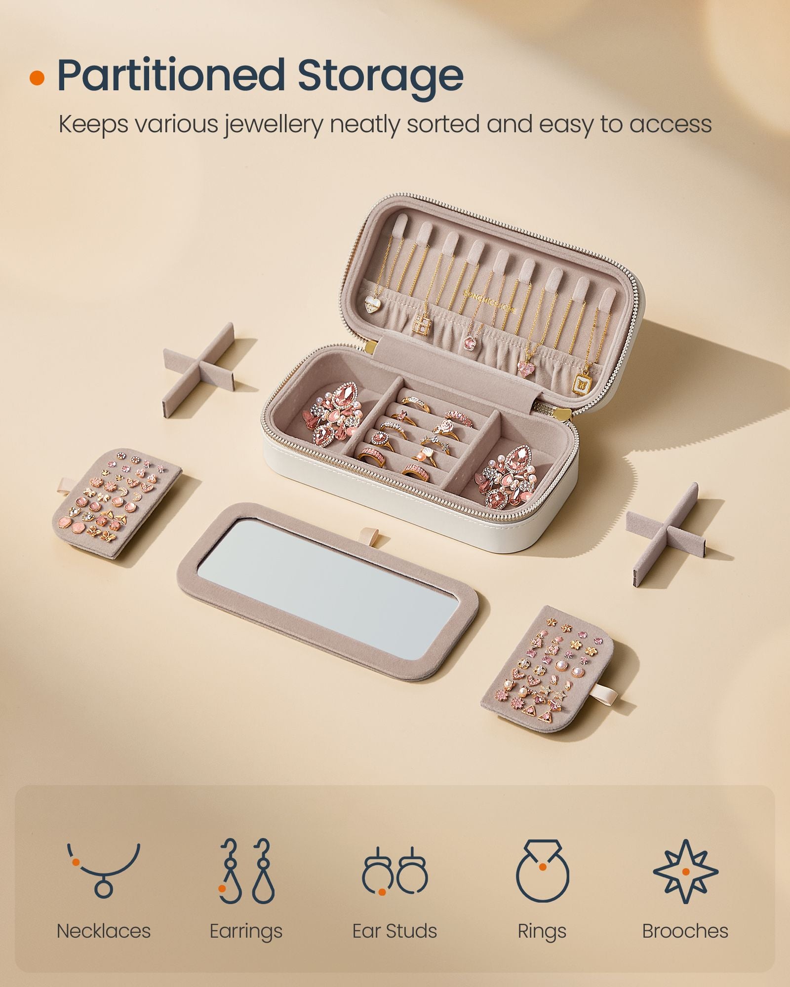 Small jewelry box - Cloudy White - Elegant & Compact