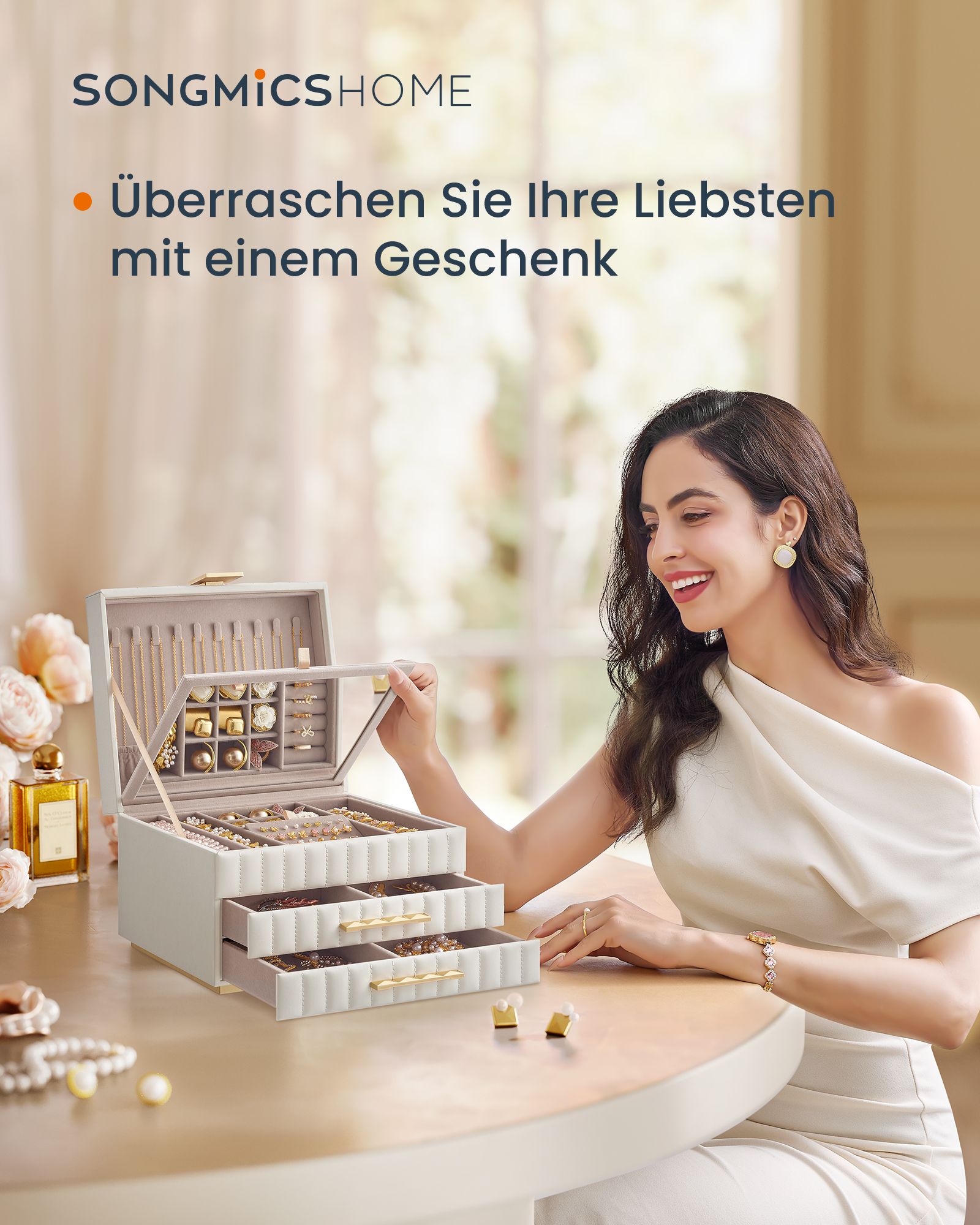 Songmics Home Anah Collection - Jewelry boxes with mirror 3 levels Wolkwit