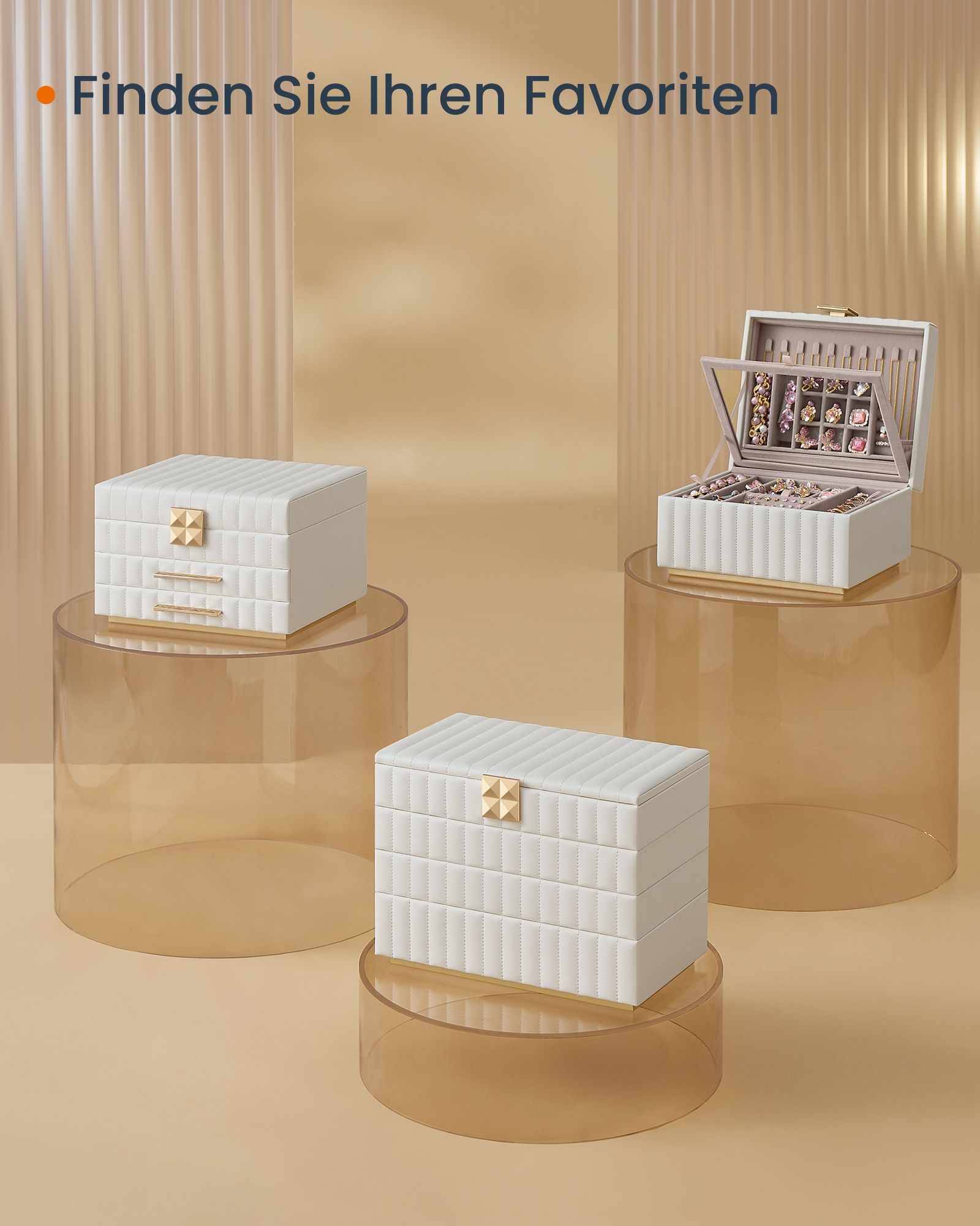 Songmics Home Anah Collection - Jewelry boxes with mirror 3 levels Wolkwit