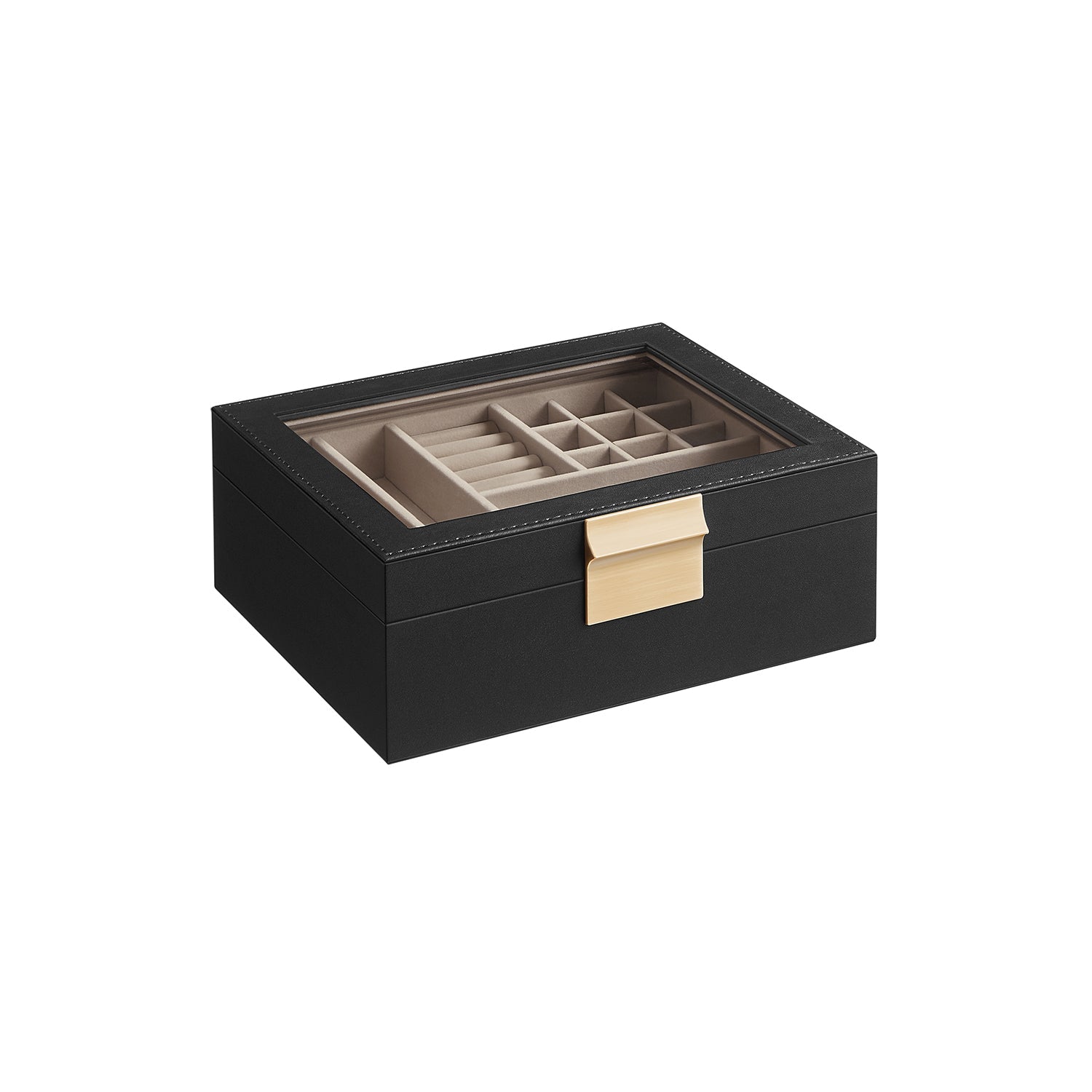 Jewelry box - 2 levels - White glass lid