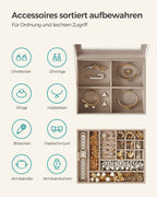Jewelry box - 2 levels - White glass lid