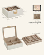 Jewelry box - 2 levels - White glass lid