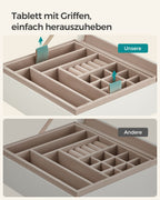 Jewelry box - 2 levels - White glass lid